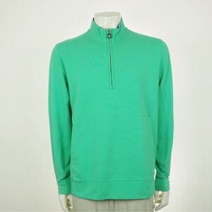 B.Draddy Golf Pullover Sweater Mens Large Aqua Green 1/2-Zip Mock Cotton Blend